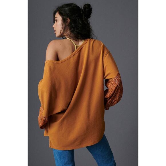 ANTHROPOLOGIE Annette Floral Print Sleeve Waffle Knit Top Size XS - Picture 3 of 12